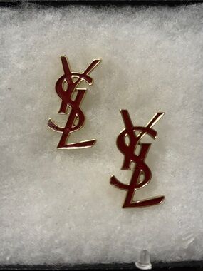 Yves Saint Laurent Monogram Red & Gold YSL Earrings